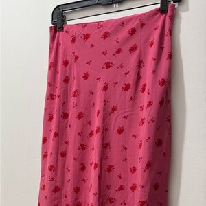 Pink floral maxi skirt